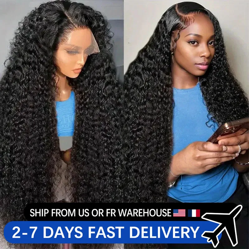 200 Density 13x6 13x4 Deep Wave HD Lace Frontal Wig 30 34 Inch Curly Lace Front Human Hair Wig Transparent Remy Lace Closure Wig