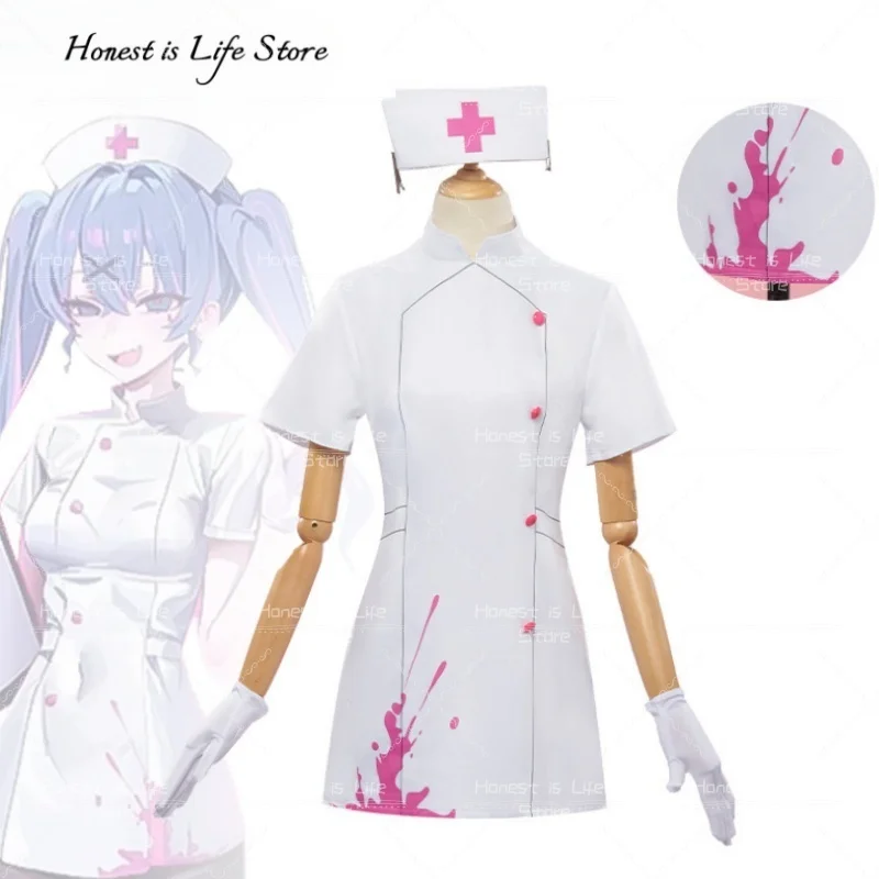 

Anime game Virtual idol singer Mikuu Cosplay Costume Rabbit Hole Ainme White Nurse Dress Halloween Party Outfits Women coaplay