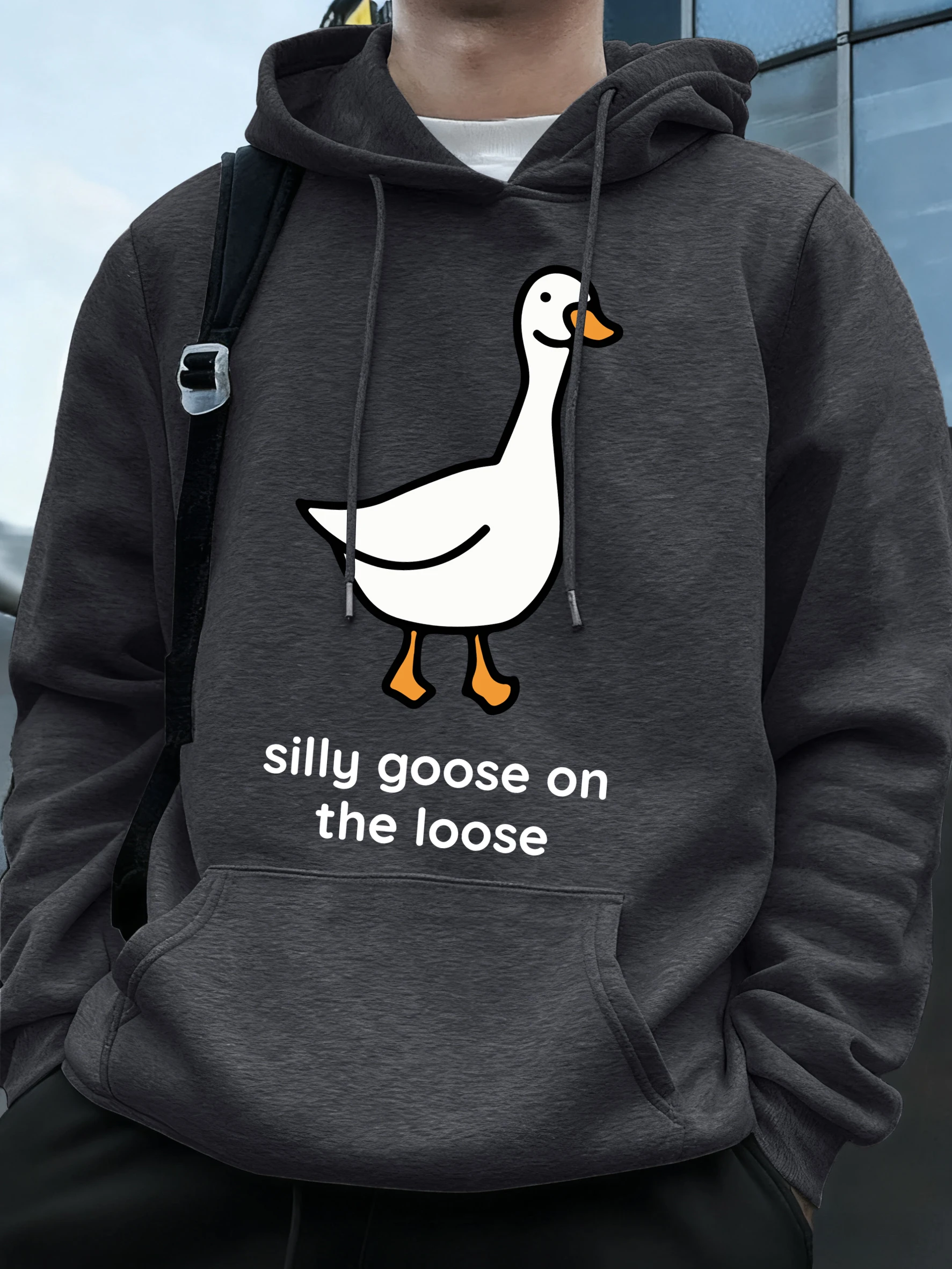 

Толстовка Sillu Goose On The Loose: Мужская уличная мода, осенняя флисовая одежда, унисекс, свободные теплые повседневные худи для распродажи
