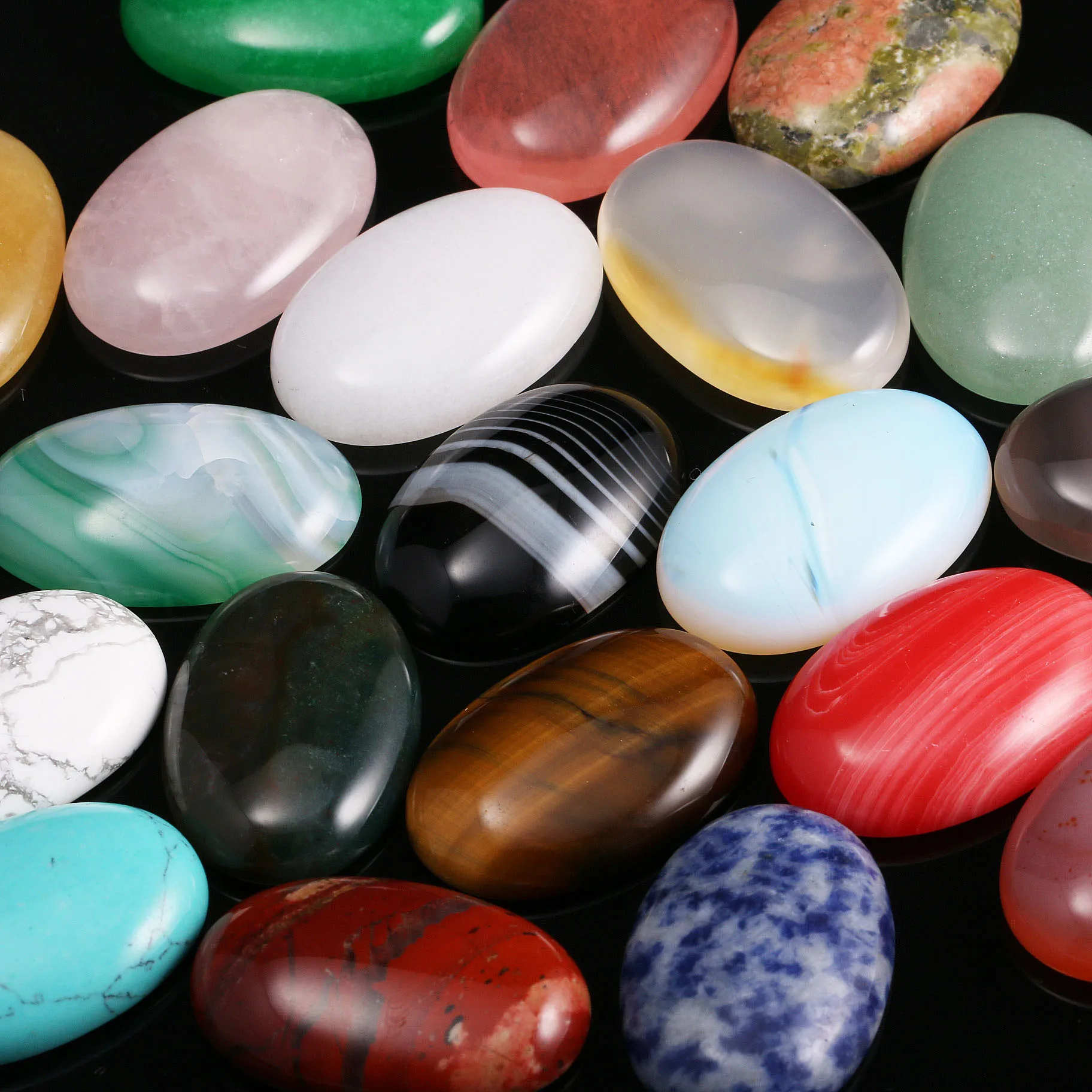 20PCS Egg Shaped Mixed Color Natural Stone Semi Precious Stone Handicraft Jewelry Home Decoration Jewelry Ornaments Gifts