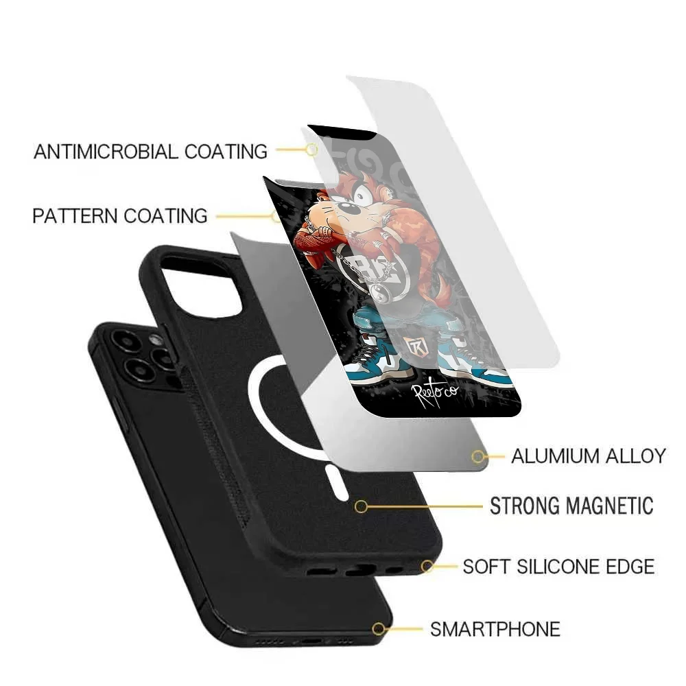 Tasmanian Devil Taz Phone Case Strong Magnetic For IPhone 15 14 13 Pro Max Mini Alex Mirror For Magsafe Wireless Charging Cover