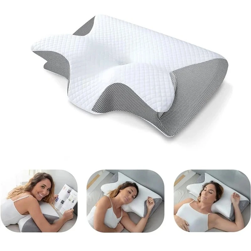 

Memory Foam Cervical Pillow - 2in1 Ergonomic Orthopedic Contour Pillow for Neck Pain Relief, CertiPUR-US Bed/Sofa Sleep Support