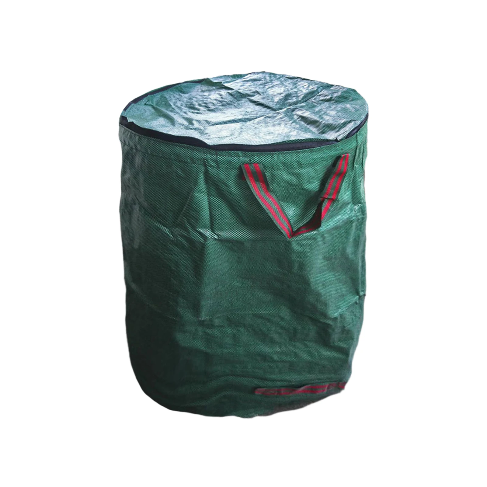 Gran capacidad con tapa, impermeable, para césped, multiusos, reutilizable, plegable, bolsa de basura para jardín, almacenamiento de hojas portátil