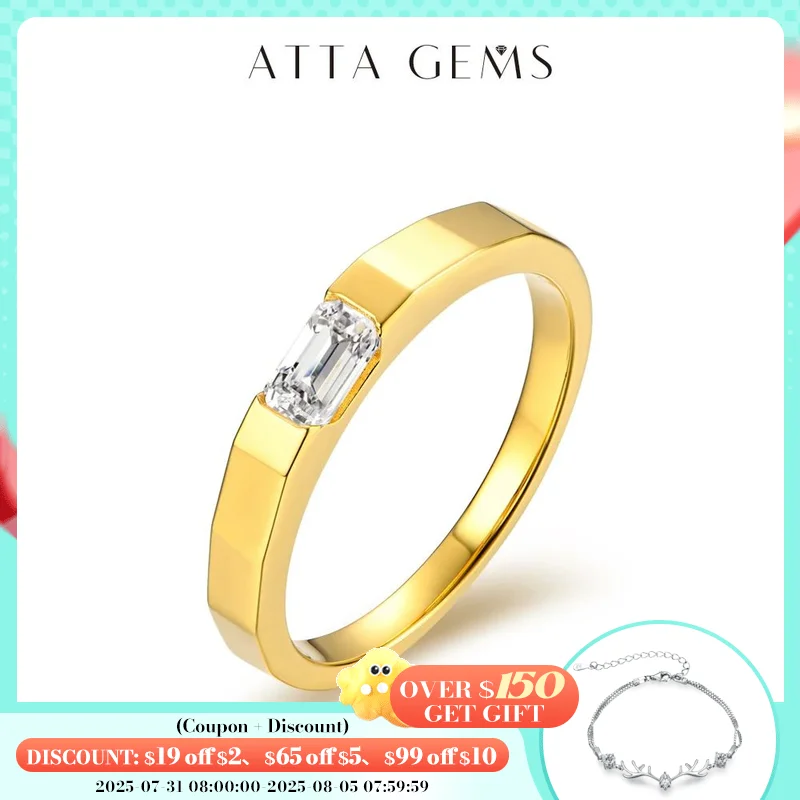 

ATTAGEMS New D/VVS1 Emerald Cut 0.3CT Moissanite Diamond Ring for Women Man S925 Silver Gold Plated Engagement Fine Jewelry Gift