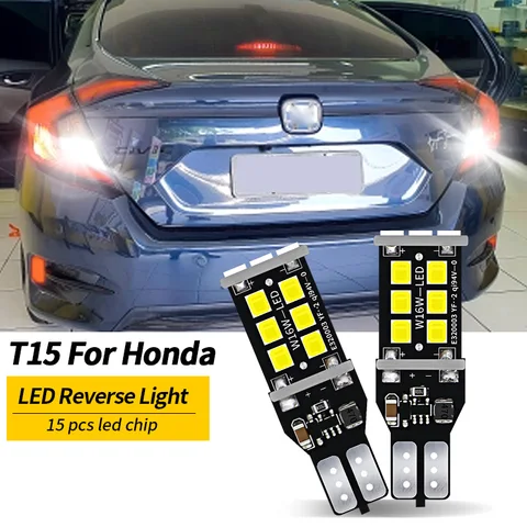 2x W16W LED CANBUS T15 Светодиодные лампы заднего хода для Honda Accord Civic 4D CRV Fit Pilot Stream Insight, без ошибок OBC, задние фонари