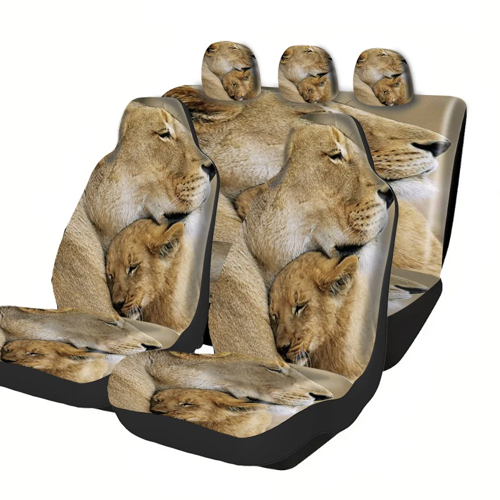 Car Seat Covers - Halloween Christmas New Year Easter Mother Lion Cub Embrace Design Lucky Gift For Friends Premium Fit For Car