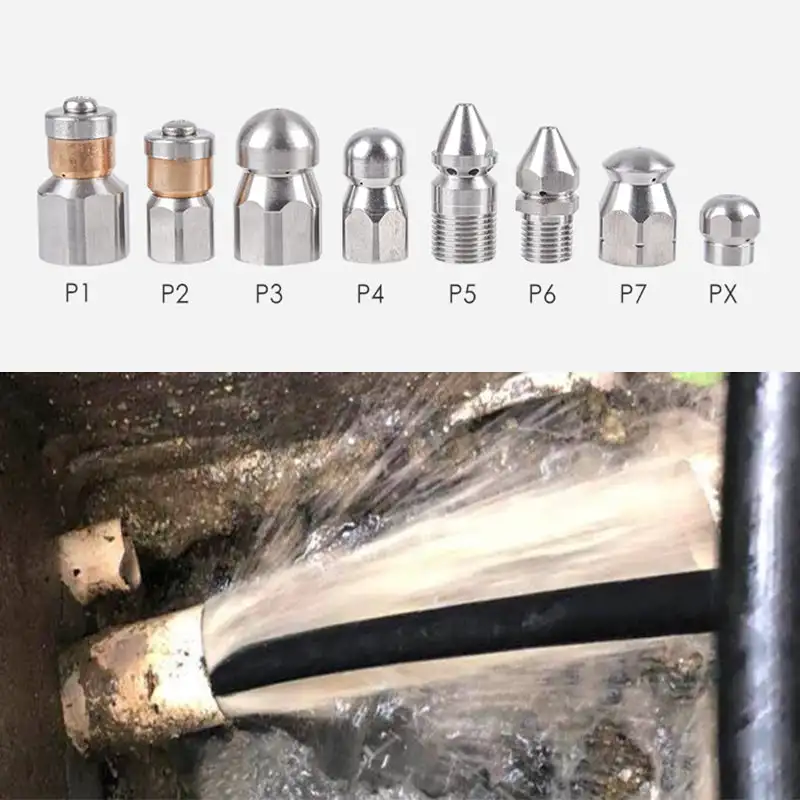 Esgoto Jato Bico com Lavadora de Pressão Esgoto Jet Bico Design Durável Rapidamente Conector Aço Inoxidável