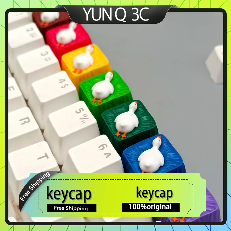 

Low Profile Artisan Resin Keycaps Cross Switch Lying Flat Duck Design Personalized Mechanical Keyboard Accessories