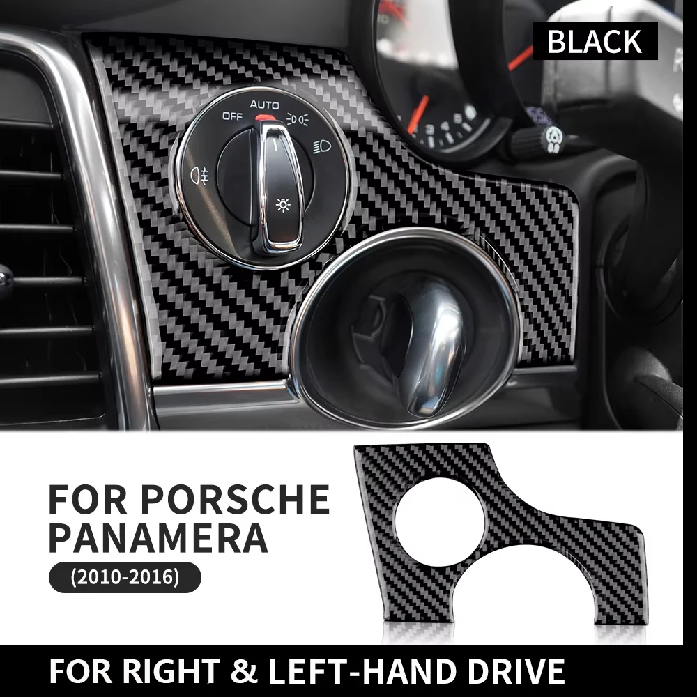 3D Real Carbon Fiber Interior Trim Sticker For Porsche Panamera 2010-2016 Car Headlight Switch Key Hole Frame Cover Decal