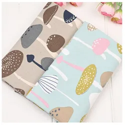 Thick Pure Cotton Fabric with Retro Hand Drawing Mushroom Print, Handmade DIY Bag, Back Cushion, Sewing Material, CR-1824