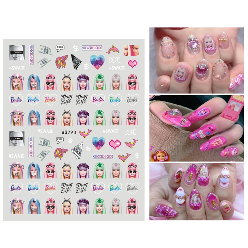 10PCS Disney ยี่ห้ออะนิเมะสติกเกอร์ติดเล็บชุดพีช Monroe Little Angel Self-กาว Perlengkapan Nail Art ตกแต่งเล็บ Slider