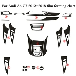 For Audi A6 C7 2012-2018 Interior Central Control Panel Door Handle 3D/5D Carbon Fiber Stickers Decals Car styling Accessorie