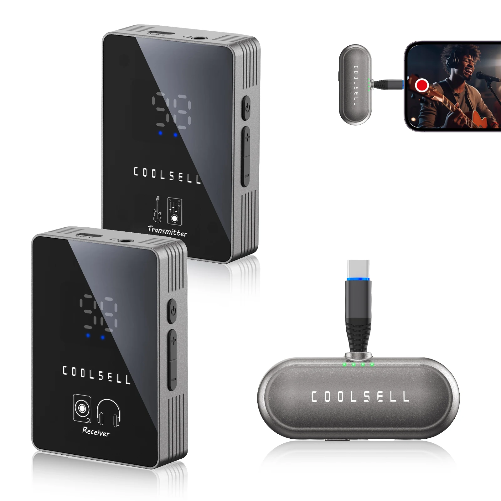 5.8G لاسلكي متعدد الوظائف IEM/جيتار نظام واجهة الصوت البث المباشر/التسجيل الارسال Bodypack استقبال مريح