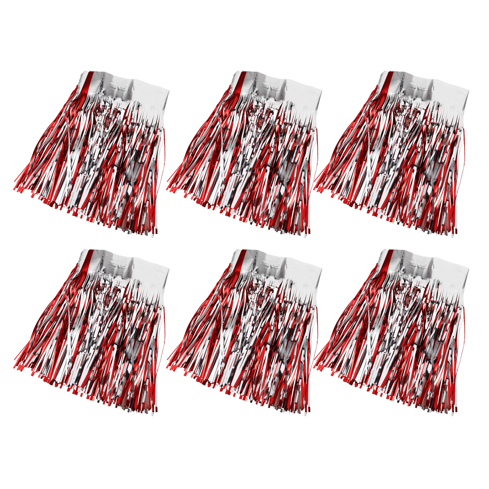 

6pcs Red Tinsel Foil Fringe Silk Curtain Backdrop Wedding Birthday Carnival Decorations Streamers Photo Booth Wall Drapes Car