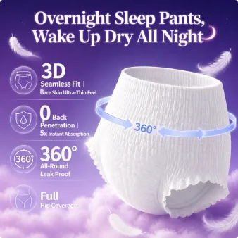 Disposable Women Menstrual Sleep Pants High Absorb Overnight Sanitary Leak‑proof Breathable Period For Heavy Flow Night Use