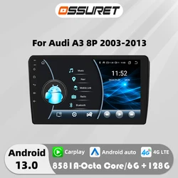 2DIN Android 13 Car radio GPS Stereo For Audi A3 8P 2003-2013 multimedia player 4G Autoradio AI Carplay 9