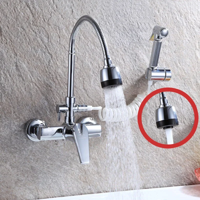 BAKALA Multi-Function Wall-Mounted Hot and Cold Kitchen Faucet with Hand Spray