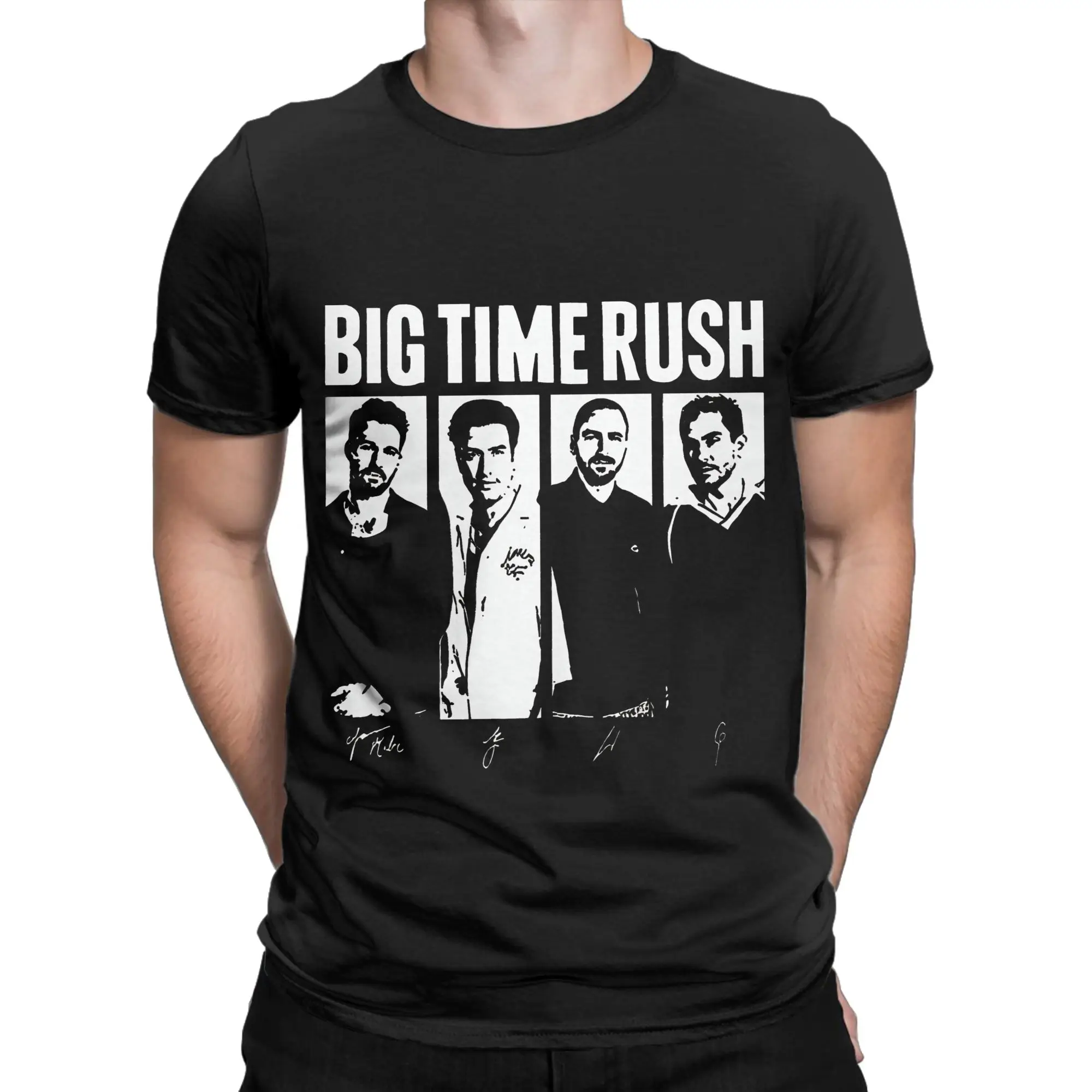 

Printed BTR IN REAL LIFE WORLDWIDE 2025 TOUR Big Time Rush T Shirt For Unisex 100% Cotton T-shirts Short Sleeve Clothing