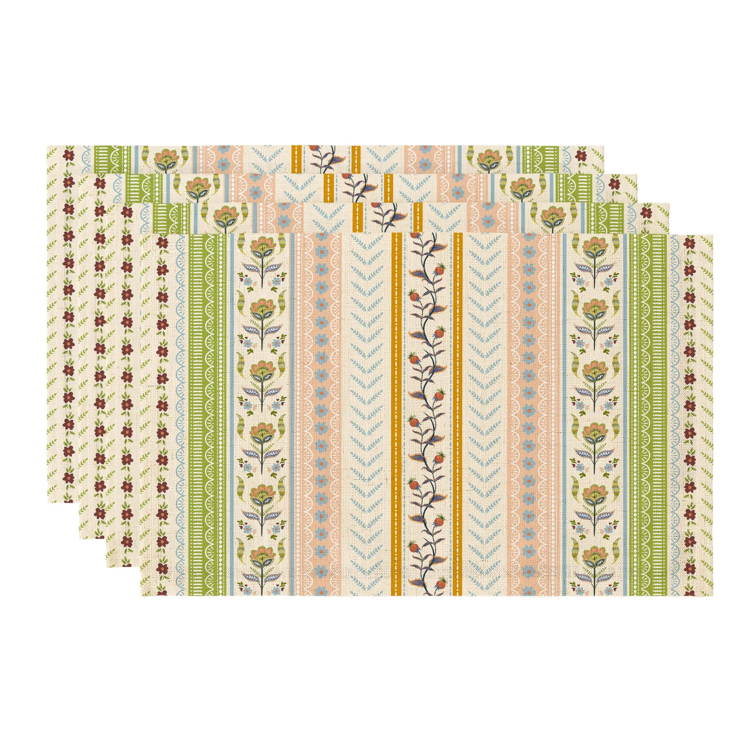 

2/4/6 Pcs Boho Floral Linen Placemats | 45x30cm Waterproof Durable | Vintage Rustic Washable Kitchen Table Decor (Flat Print)