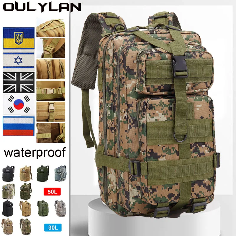 Tactical Hunting Nylon Bags For Sport Trekking Waterproof Pack Military Backpack 50L/30L Large Capacity Man Rucksacks