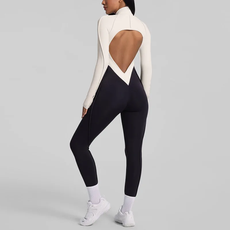 JHJN Schuren Yoga Jumpsuit Uitgeholde Rug Schoonheid Nauwsluitende Fitnesskleding Hoge intensiteit Oefening Jumpsuit Meisje