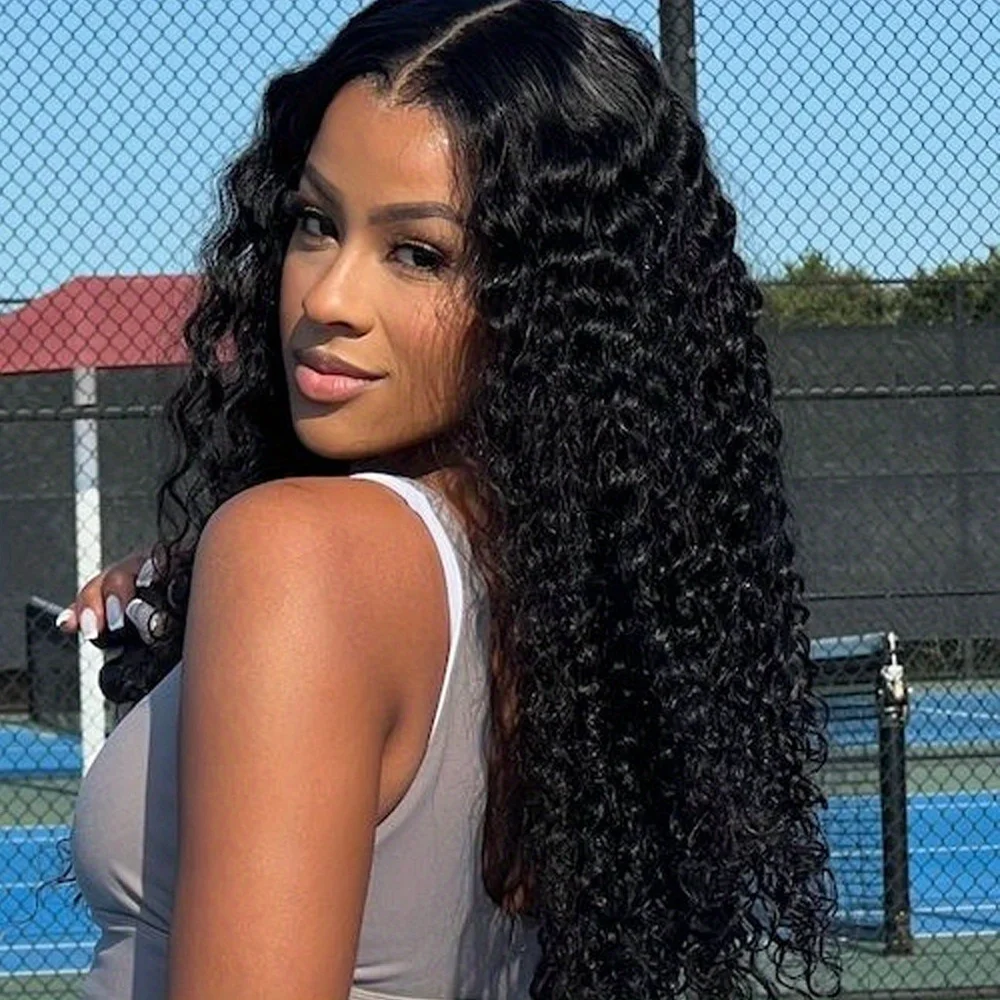 

26 дюймов мягкий длинный курчавый вьющийся натуральный черный 180 Плотность парик фронта шнурка синтетический для женщин бесклеевой предварительно выщипанный ежедневное использование