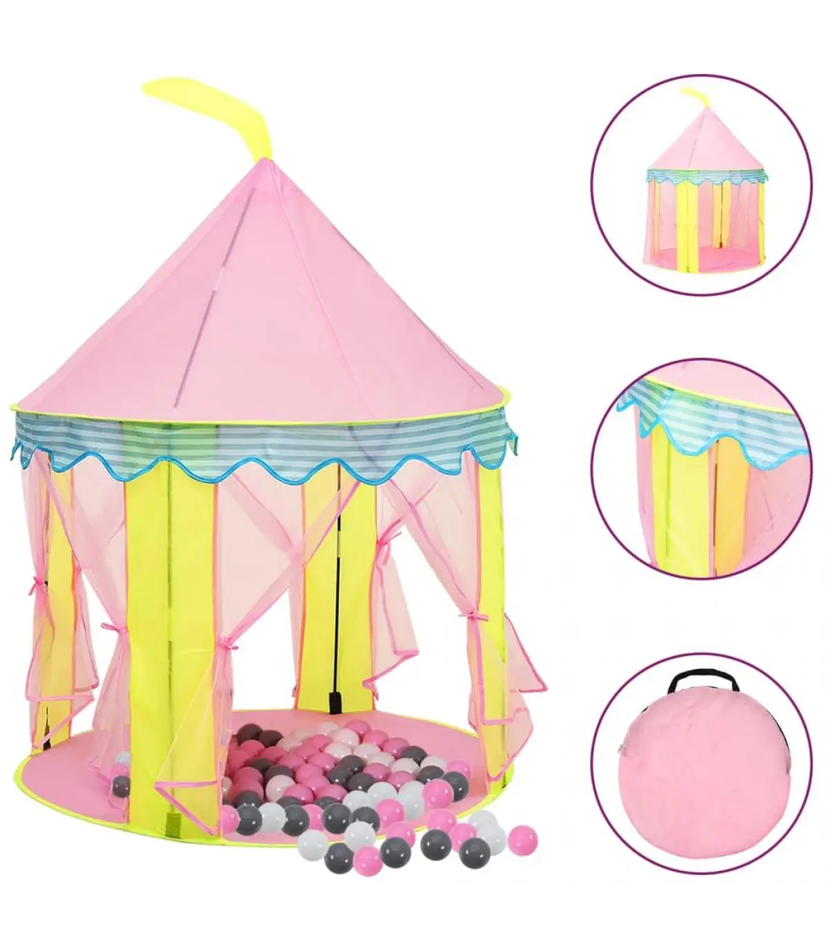 250 pink balls 100x100x127 cm kids play tent and game tunnels tents