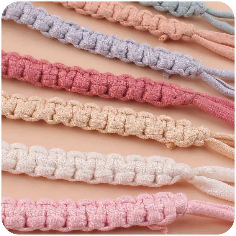 Baby Wooden Heart-shaped Pacifier Clip Infant Handmade Cotton Woven Pacifier Chain DIY Dummy Nipple Holder Infant Teething Toy