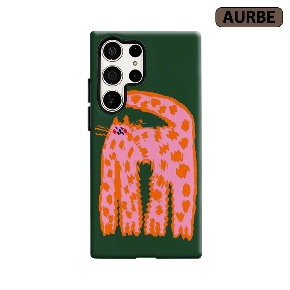 Aurbe Handyhülle für Samsung Galaxy S26 S25 S24 S23 Ultra Plus HD Harte, verspielte, gepunktete Katzen-Doppelschicht-Folie