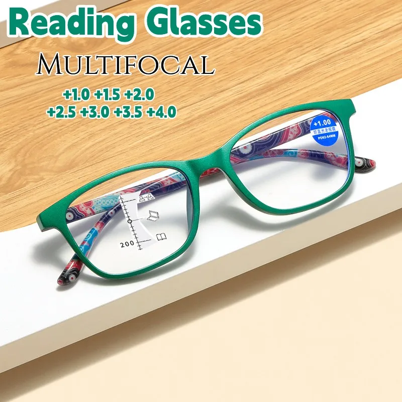 

Vintage Fashion Multifocal Progressive Reading Glasses Clear Near Far Eyeglasses Men Women Blue Light Blocking Bifocal Eyewear