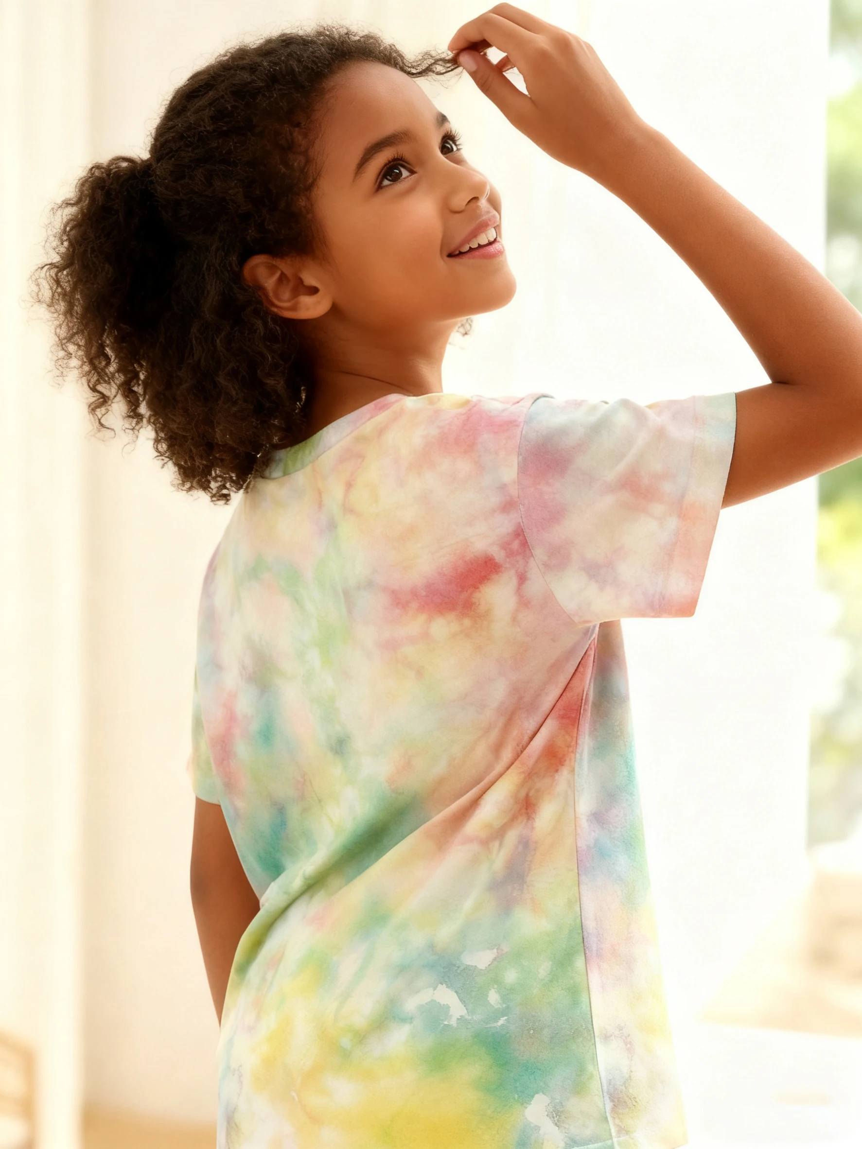 Children's cute tie-dye T-shirt, cute print, dreamy tone