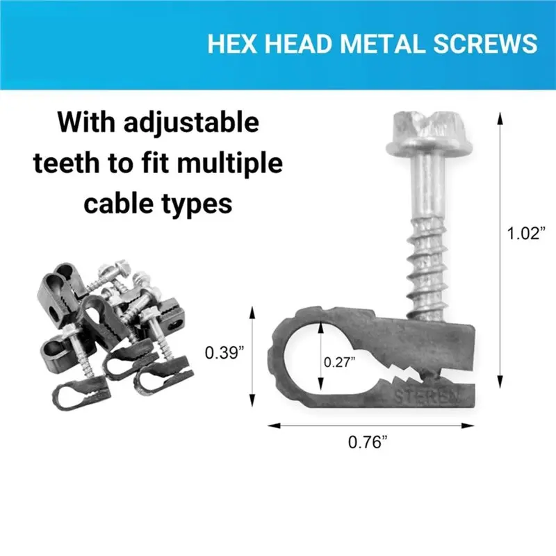 ABJO-For Coax Cable Mounting Clamps-120 Pcs Black Single Cable Clips With Pre-Inserted Screws For RG6, RG59 Coaxial