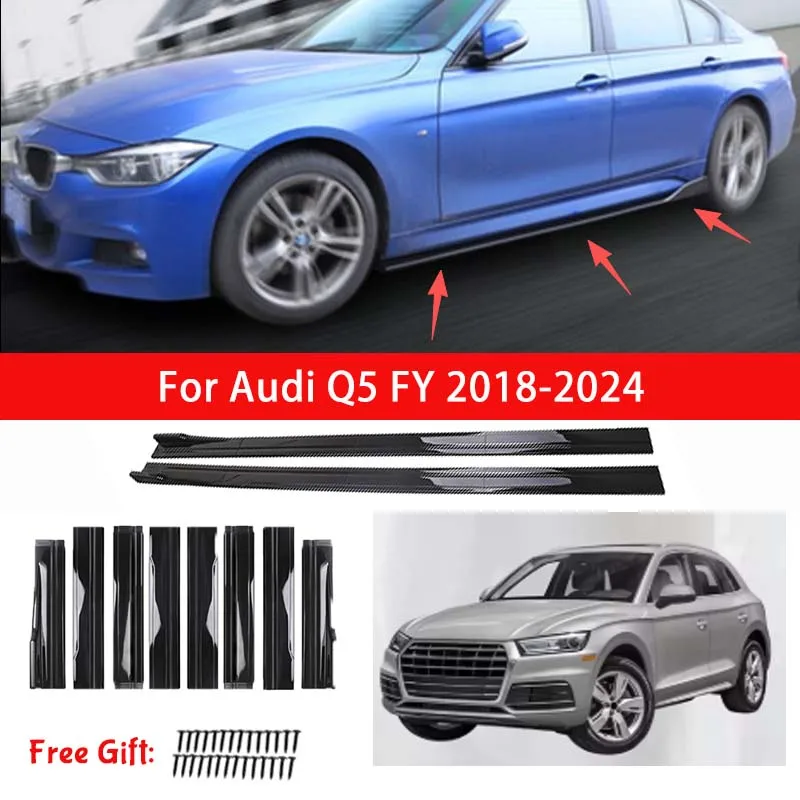 

For Audi Q5 FY 2018-2024 Side Skirt Extension Splitter Lip Racing Modified Side Spoiler