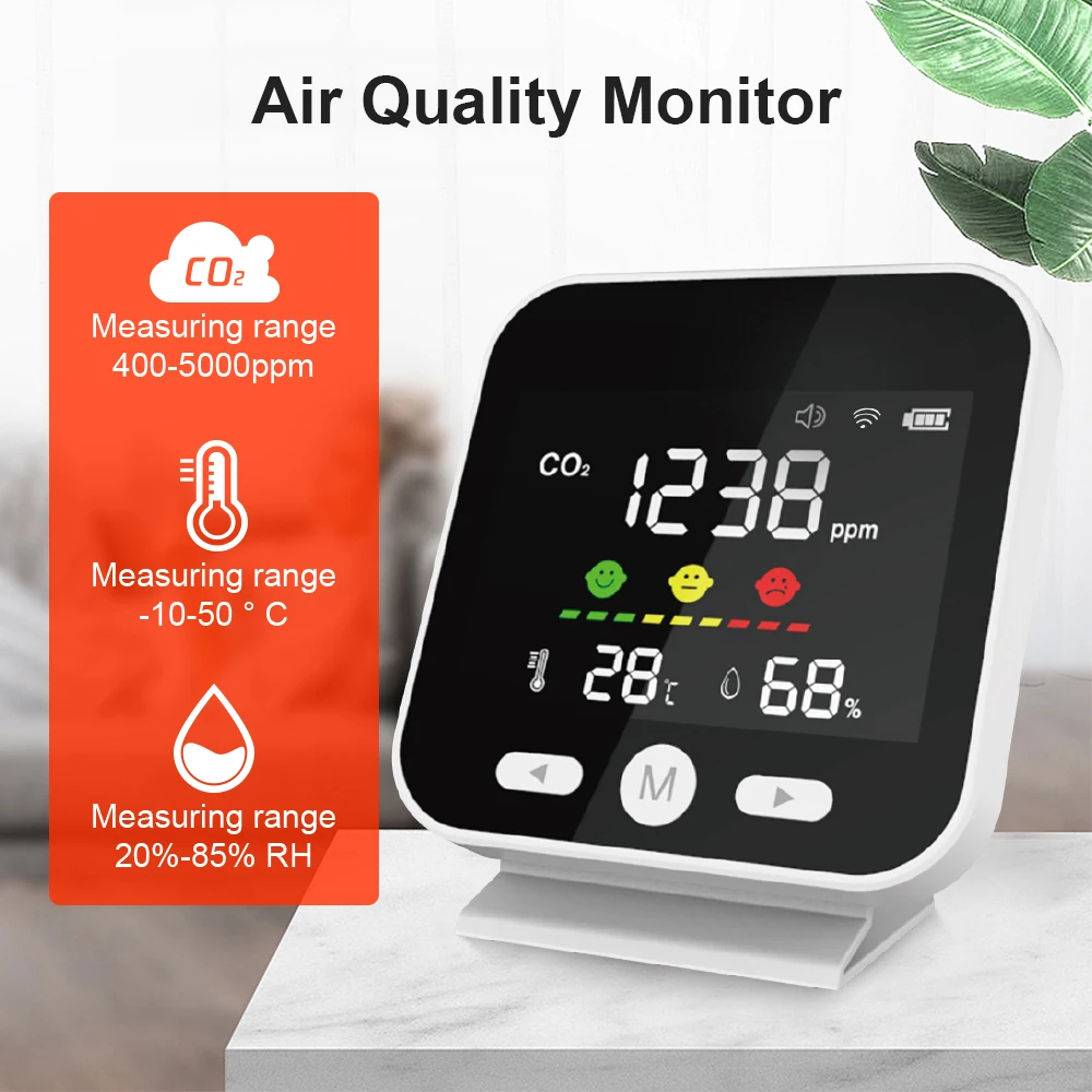 New Carbon Dioxide Quality Detector Portable Temperature And Humidity Sensor Tester Hot Selling Desktop With LED Display