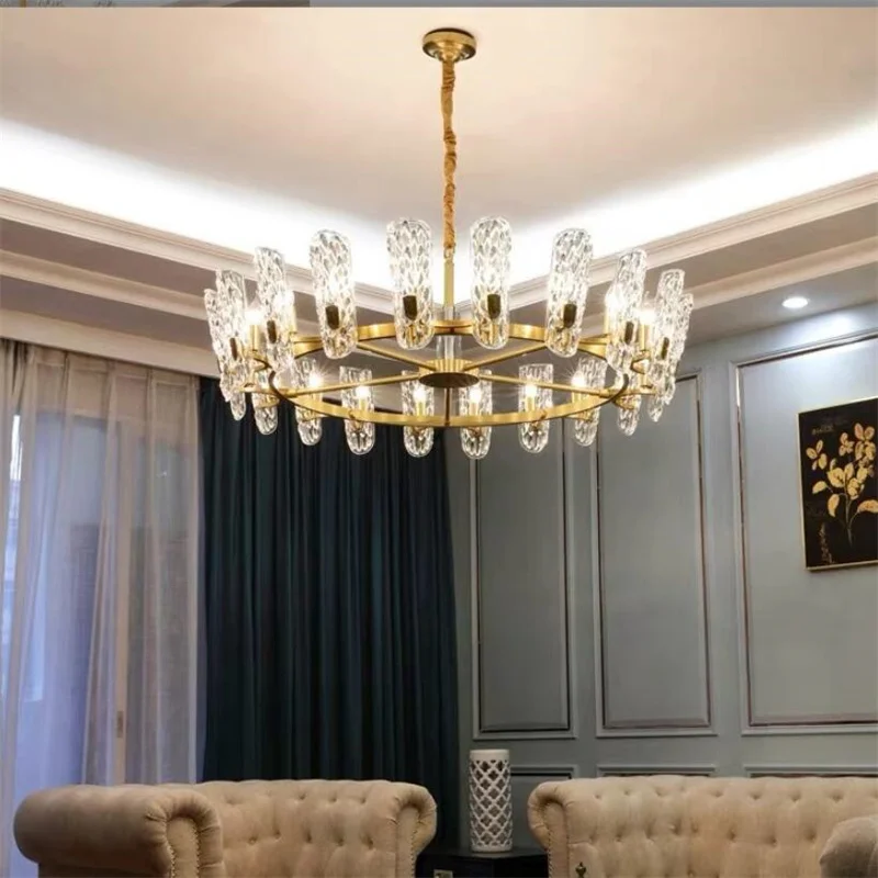 

Luxury Post-modern Style Hanging Lamp Interior Lighting Fixtures LED Brass Pendant Lights Multiple Lamp Sources Chandelier Villa