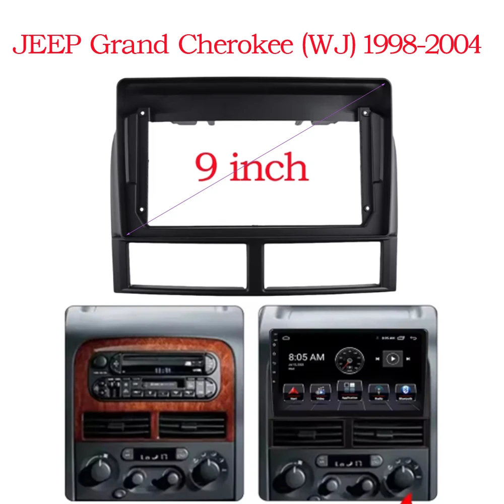

9 Inch For Jeep Grand Cherokee II WJ 1998 - 2004 Car Radio Stereo GPS MP5 Android Player 2 Din Head Unit Fascias Panel Frame