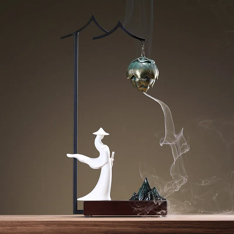 Chinese Backflow Incense Burner Portable Vertical Modern Incense Burner Zen Luxury Ceramic Candle Warmer Ceramic Decoration