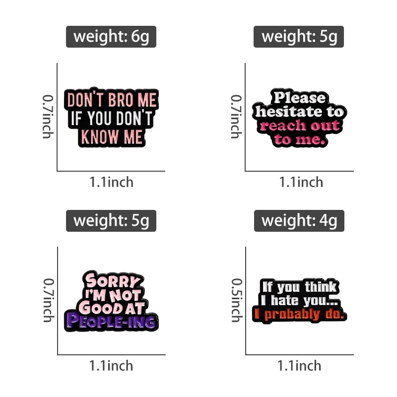 Social Quotes Sorry I'm Not Good At People-ing Enamel Pins Please Hesitate To Reach Out To Me Brooch Lapel Badge Jewelry Gifts