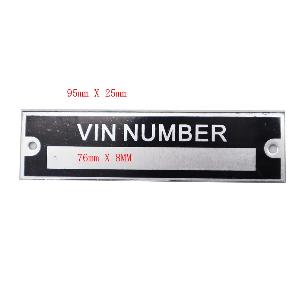 Engraved VIN PLATE Vehicle Identification Number Aluminum id Tag with custom engraving of your serial number included