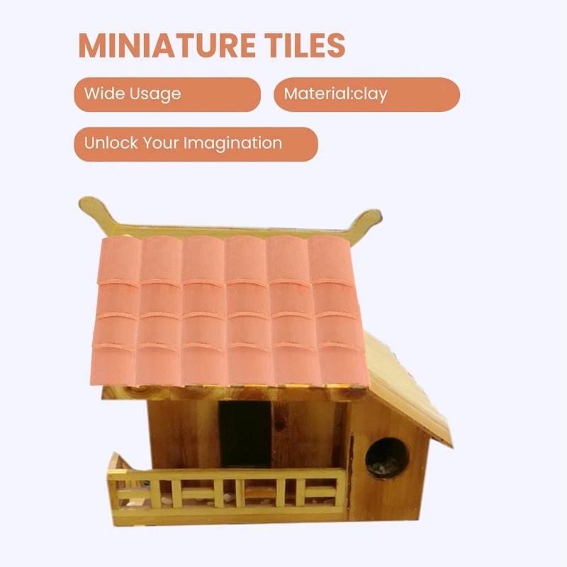 200 Pcs Roof Tiles Model Building Set Red Miniature Tiles For DIY Landscape Kitchen Garden Decoration