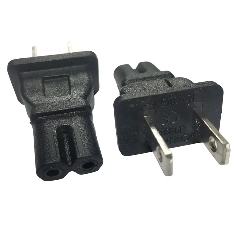1PCS Black US CN JP 2 Prong to IEC 320 C7 Receptacle American Canada Male to Figure 8 Female Power Plug Converter Socket