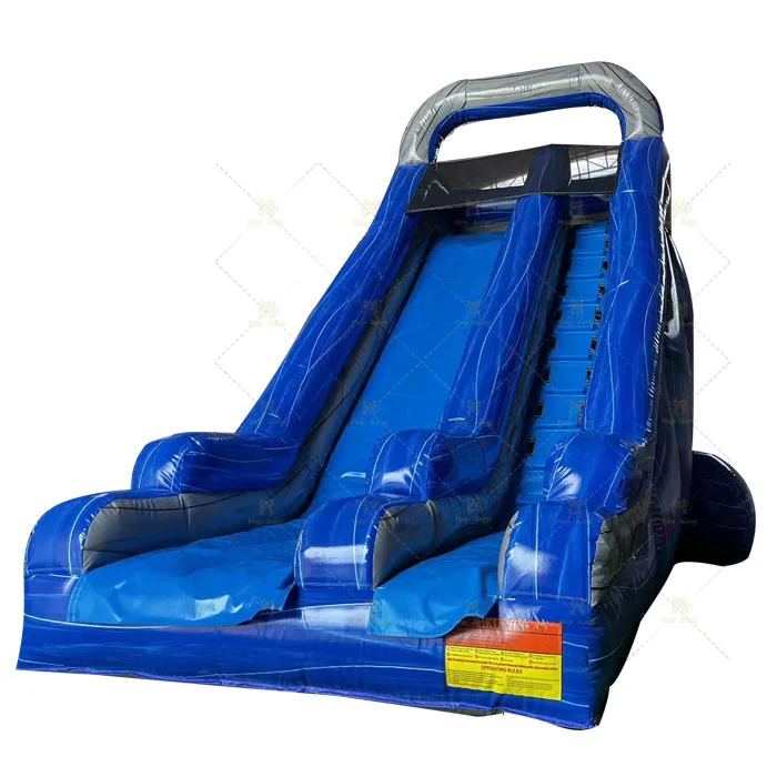 

New design blue inflatable bouncer dry slide commercial marble inflatable water slide with swimming pool for kids