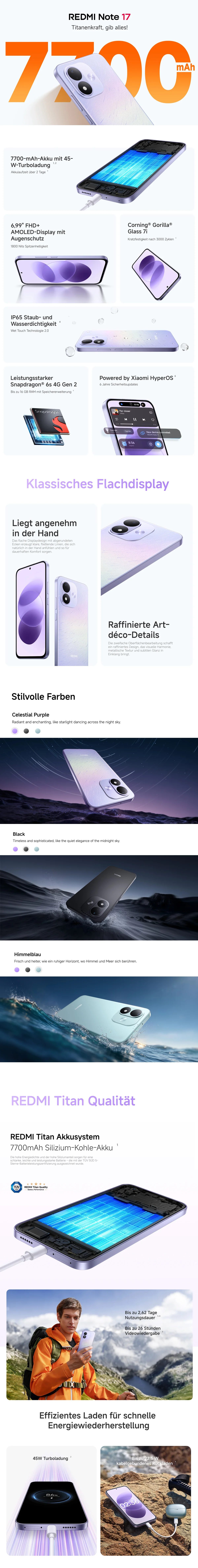 Redmi Note 17 Global Version Dual Sim Smartphone 6.99" Fhd+ 120Hz Amoled Display Corning Gorilla Glass 7I Snapdragon 4 Gen 4 7700Mah Battery 50Mp Main Camera Ip65 Xiaomi Hyperos