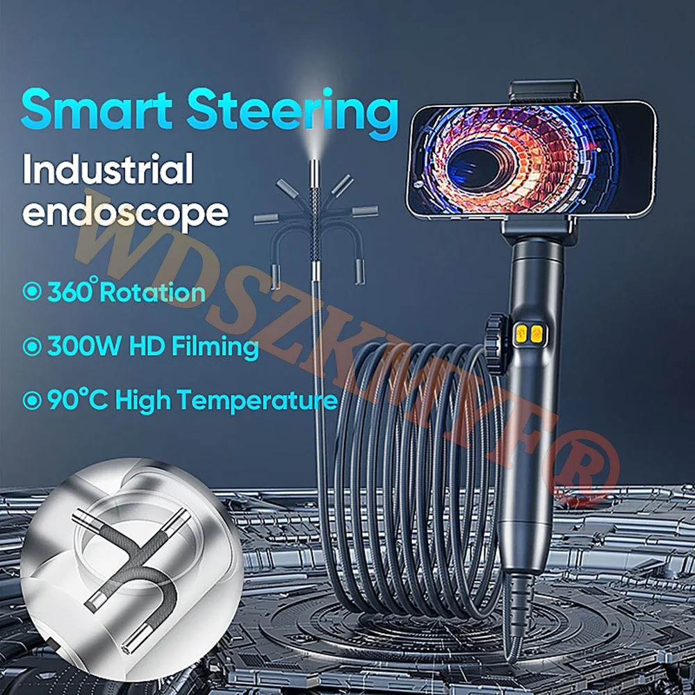 Two-Way 360 ° Rotating Borescope, 1080P Camera, endoscope with Light, 6mm Waterproof Probe, Endoscope with Android/iOS Phone