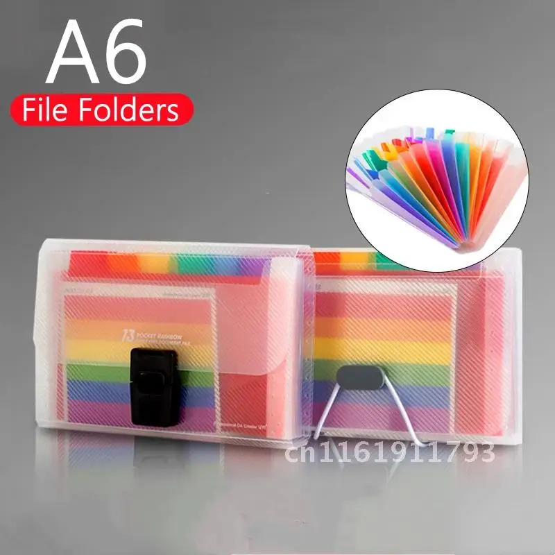 

Mini Document File A6 Rainbow Expanding File Folder 13 Pocket Files Document Organizer PP Wallet for Coupon Receipts Checks