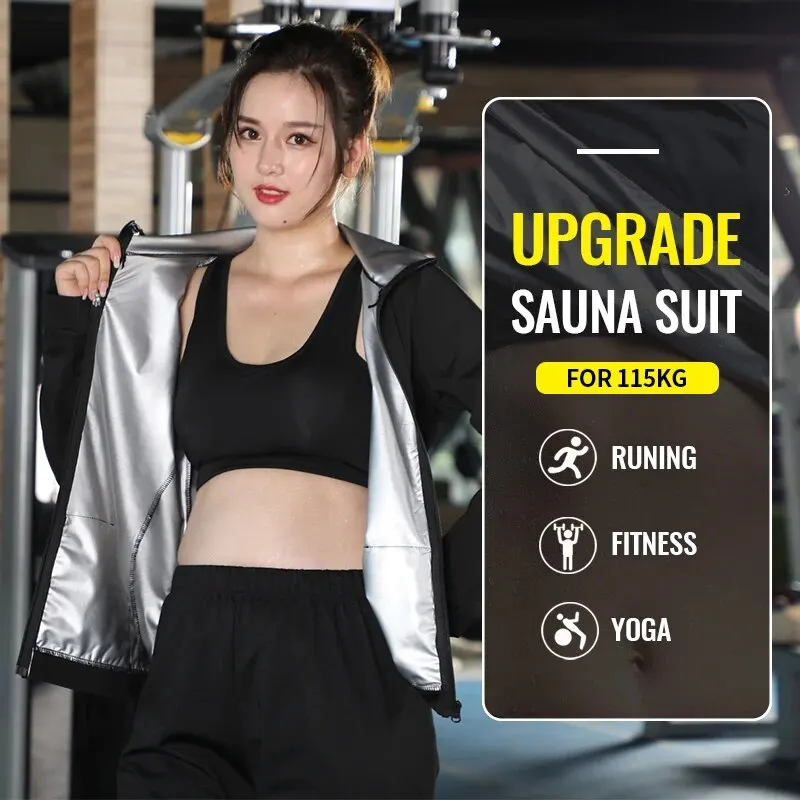 Traje de Sauna para mujer, conjunto de ropa de gimnasio de talla grande para sudar, pérdida de peso, ropa deportiva activa, chándal adelgazante