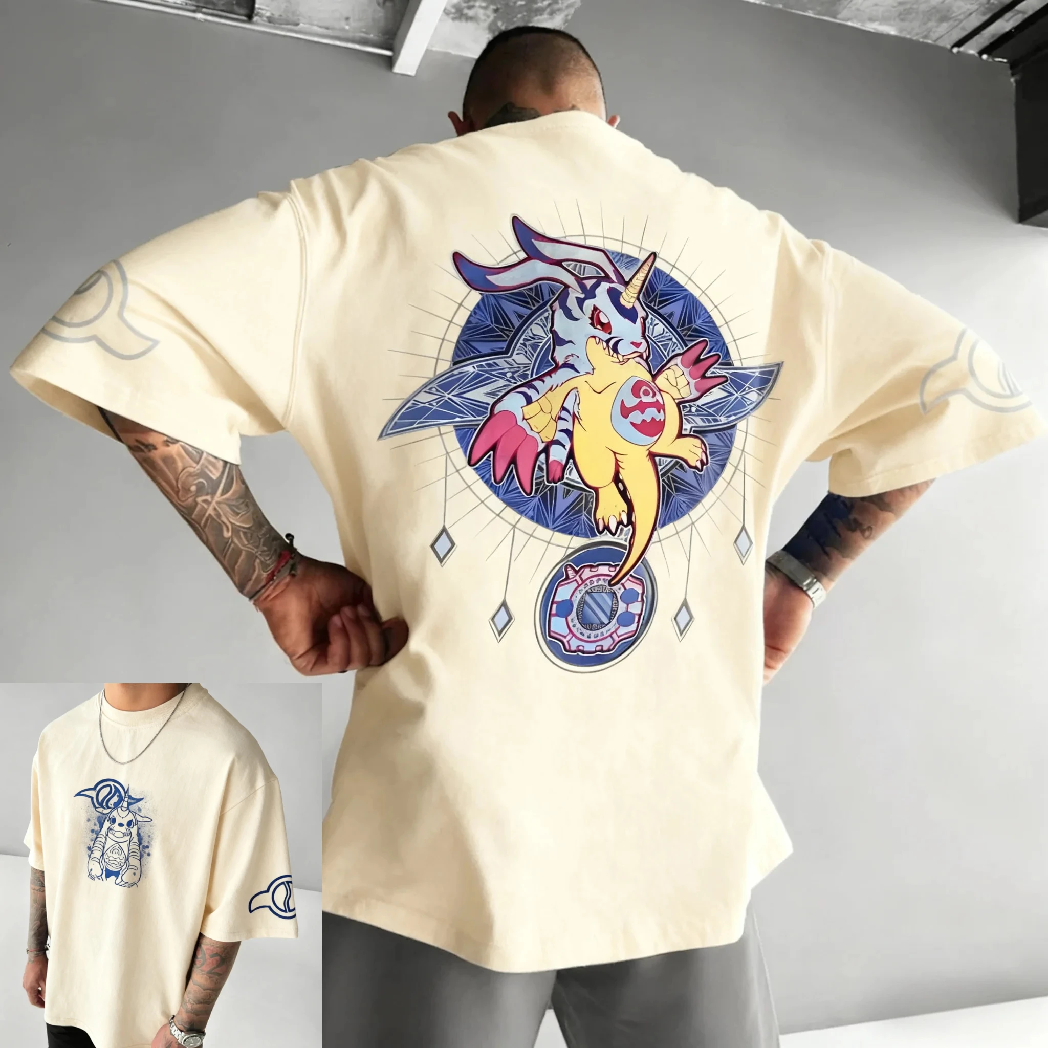 2026 Anime Digimon Gabumon Harajuku Männer Vintage Sommer T-shirt Lose Frauen Streetwear Casual Sport Baumwolle Kurzen ärmeln T Top