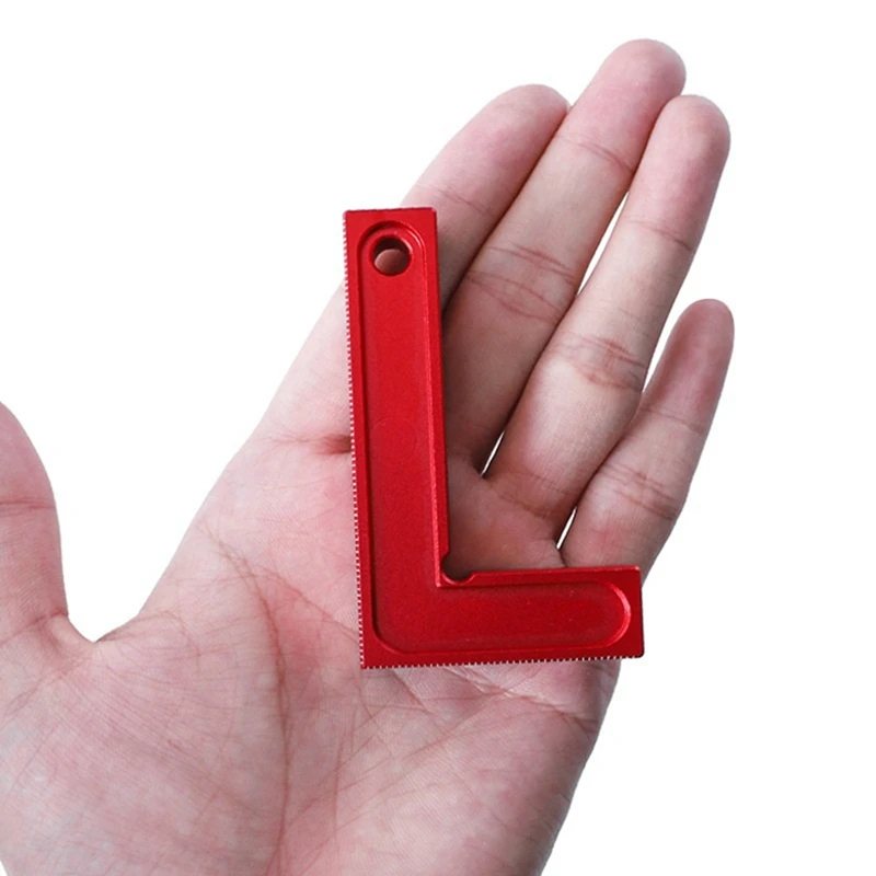 L-Shaped Square Small Red Graduated Right-Angle Positioning Ruler Aluminum Alloy Woodworking Tool