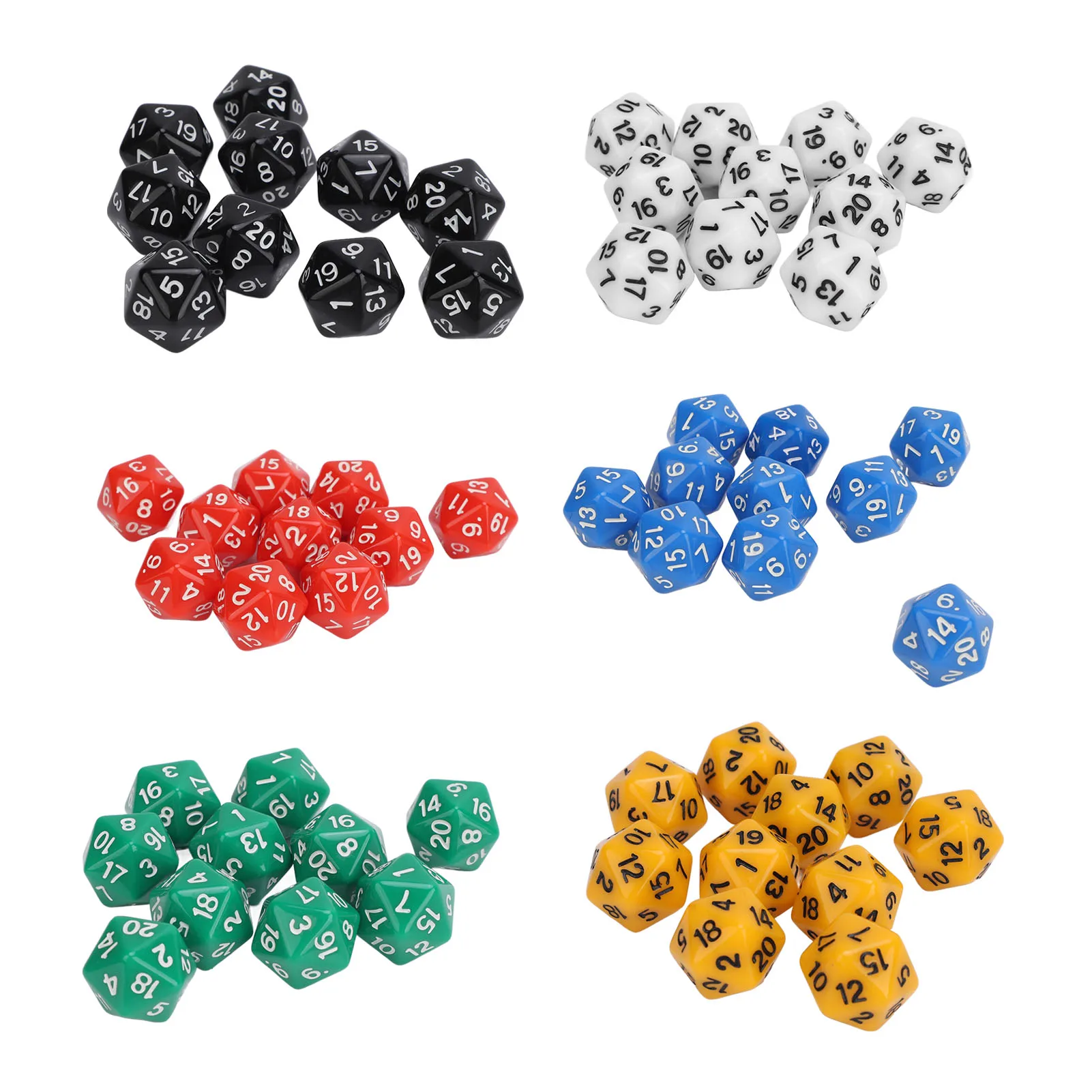 10PCS Polyhedral Dice Set Plastic Lightweight 20 Sided Dice for Role Playing Table Games Polyhedral Dice 1-20 Number