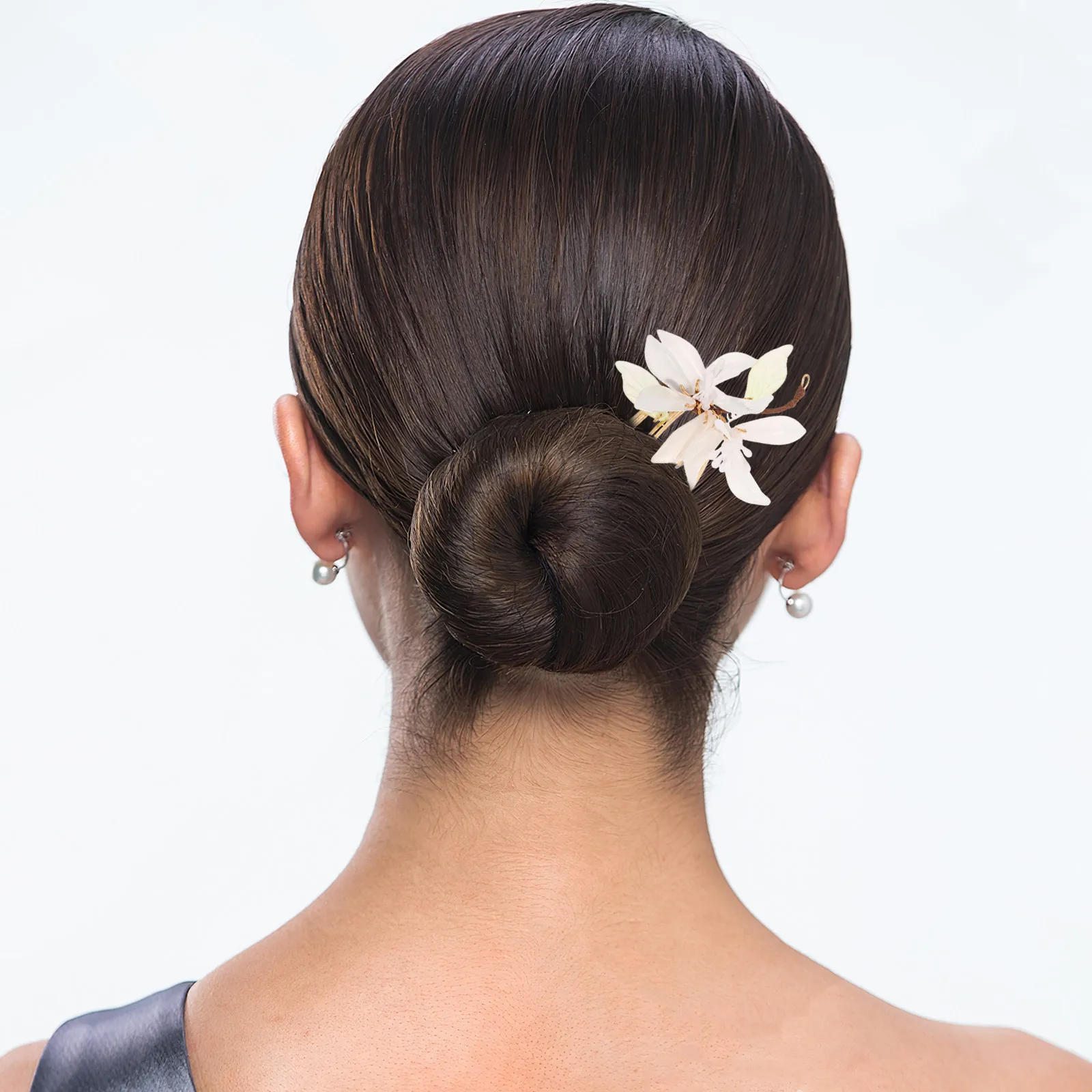 

U-Shaped Floral Hairpin Elegant Orchid Flower Design Vintage-Inspired Hair Comb for Wedding Party Updo Styling Chignon Pin Women